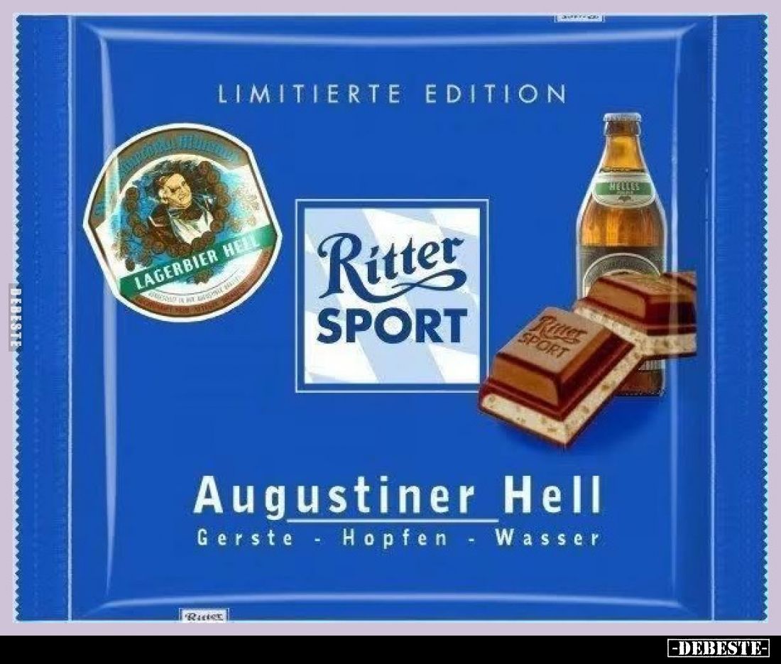 LIMITIERTE EDITION
Ritter SPORT
Augustiner Hell
Gerste - Hopfen - Wasser
