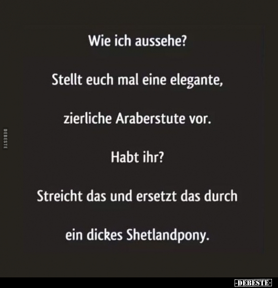 Wie ich aussehe? Stellt euch mal eine elegante, zierliche..