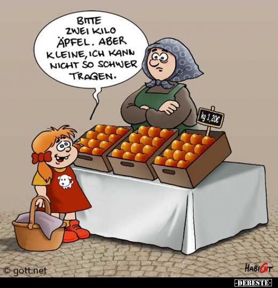 Bitte zwei Kilo Äpfel aber kleine ich kann nicht so schwer.. - Lustige Bilder | DEBESTE.de