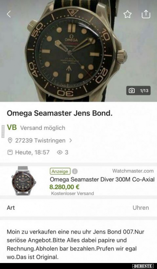 Omega Seamaster Jens Bond... - Lustige Bilder | DEBESTE.de