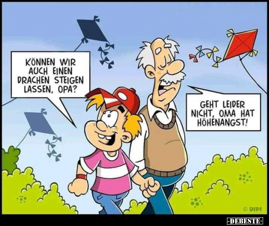 Können wir auch einen Drachen steigen lassen, Opa?.. - Lustige Bilder | DEBESTE.de