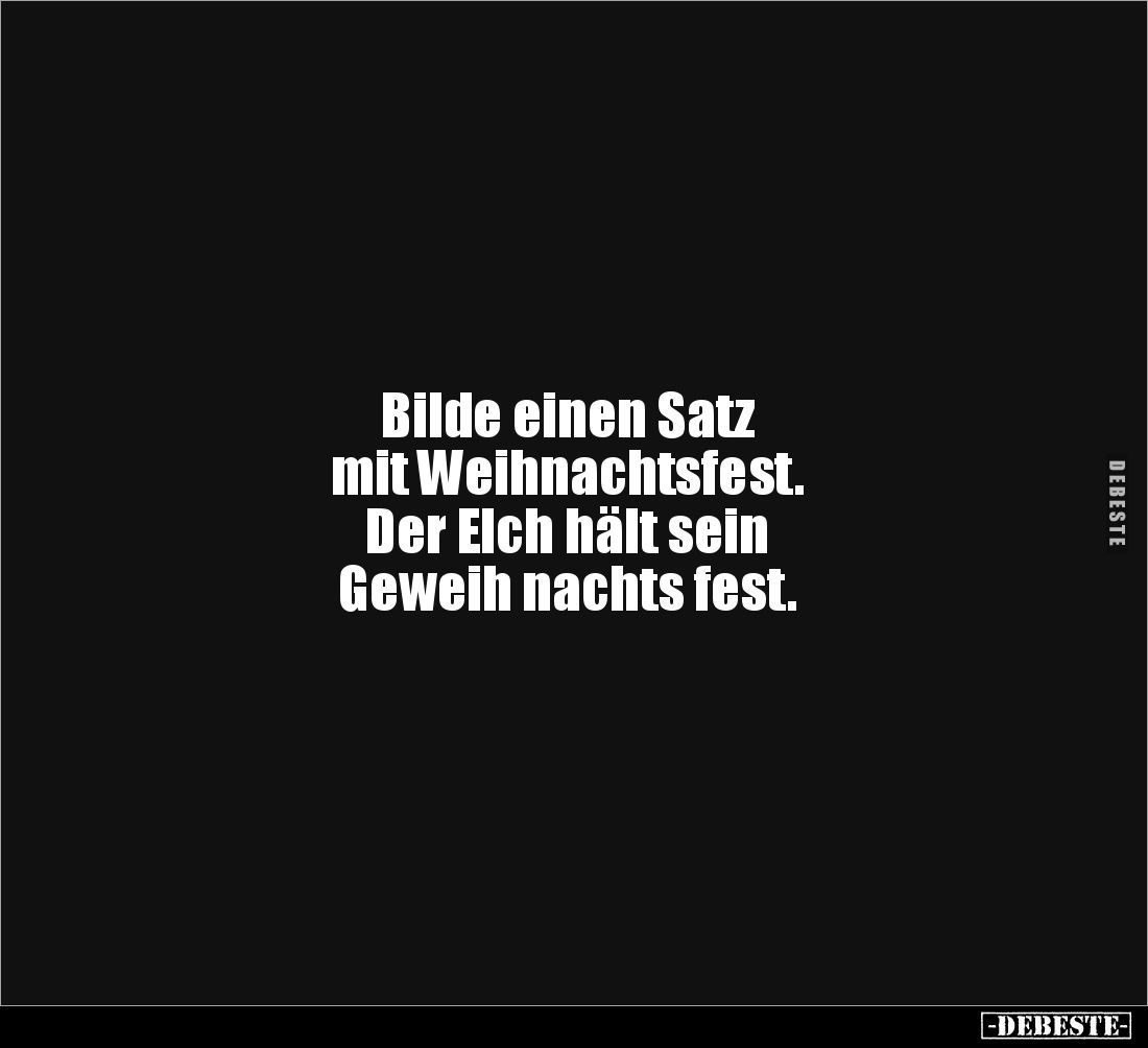Bilde einen Satz 
mit Weihnachtsfest.
Der Elch hält sein 
Geweih nachts fest.