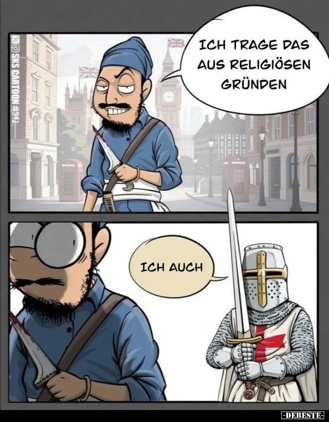 Ich trage das aus religiösen Gründen. -
Ich auch.