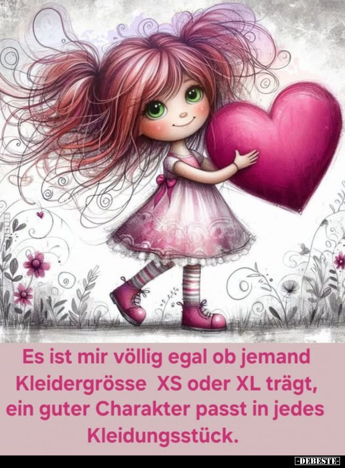 Es ist mir völlig egal ob jemand Kleidergrösse XS oder XL trägt, ein guter Charakter passt in jedes Kleidungsstück.