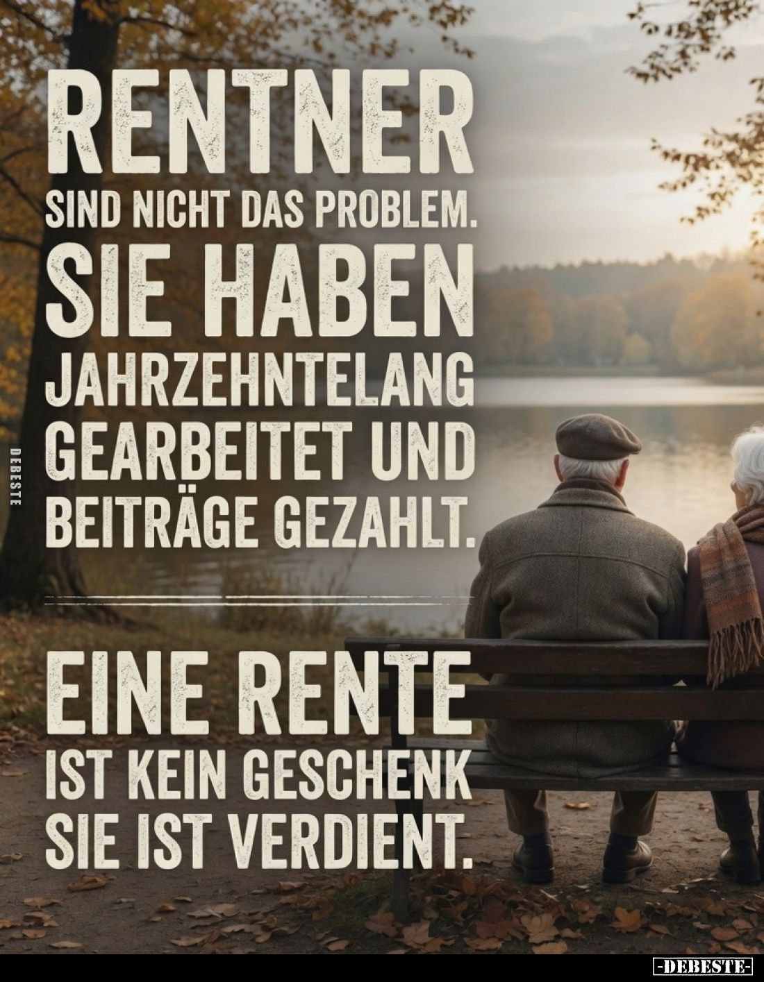 Rentner sind nicht das Problem.
Sie haben jahrzehntelang gearbeitet und Beiträge gezahlt.
Eine Rente ist kein Geschenk sie ...