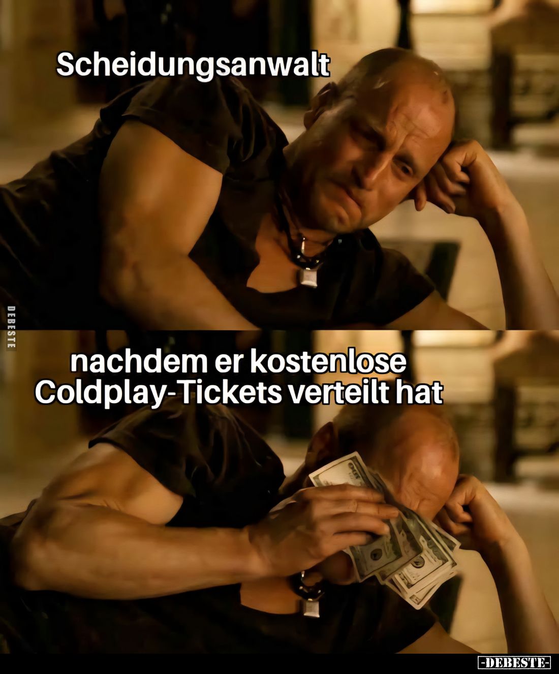 Scheidungsanwalt
nachdem er kostenlose Coldplay-Tickets verteilt hat.