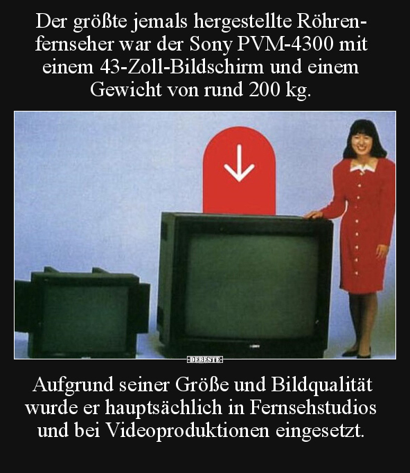 Der größte jemals hergestellte Röhrenfernseher war der Sony.. - Lustige Bilder | DEBESTE.de