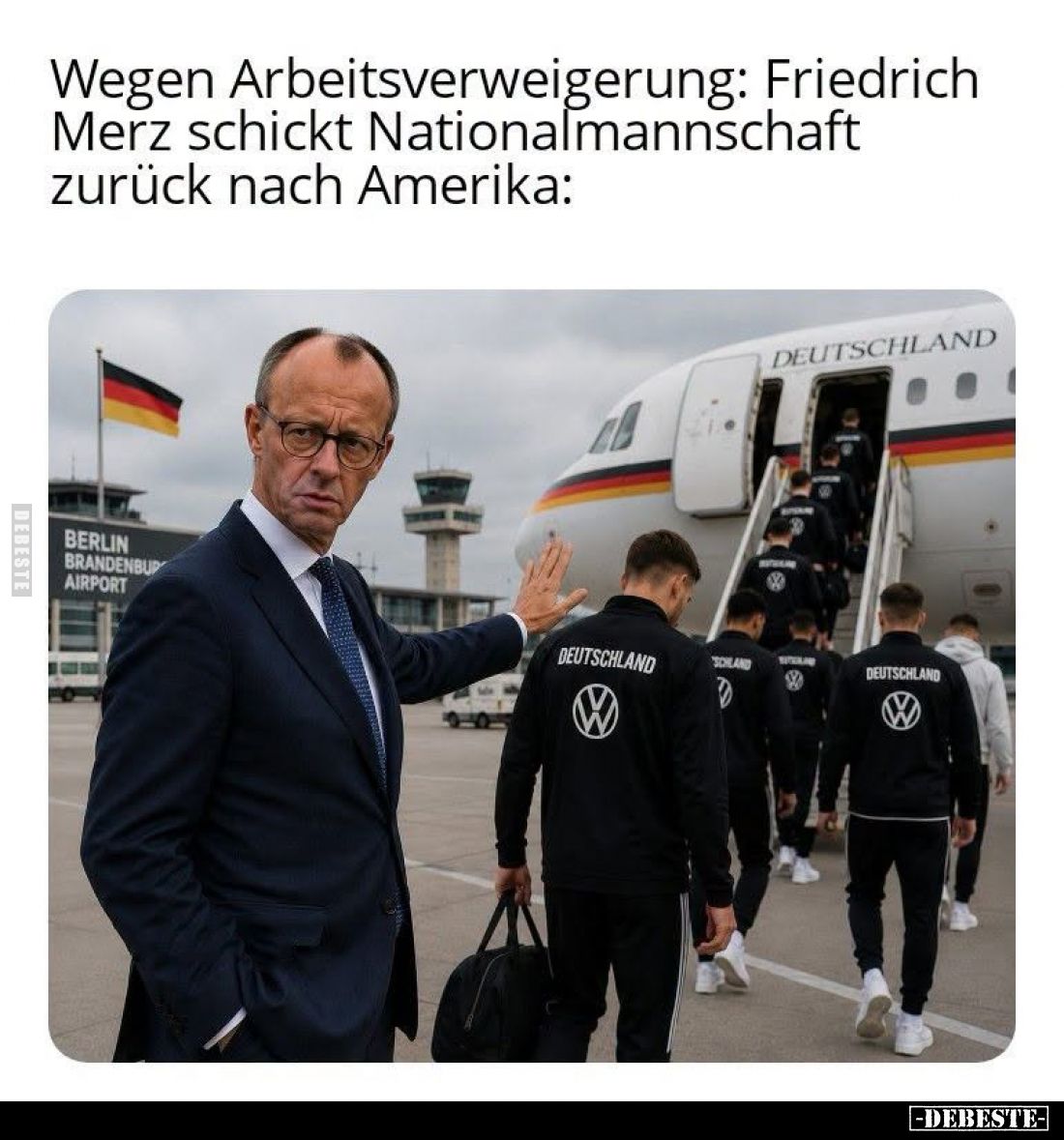 Wegen Arbeitsverweigerung: Friedrich Merz schickt Nationalmannschaft zurück nach Amerika: