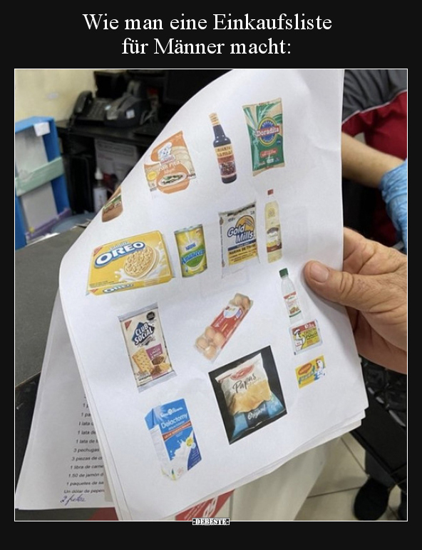Wie man eine Einkaufsliste für Männer macht..