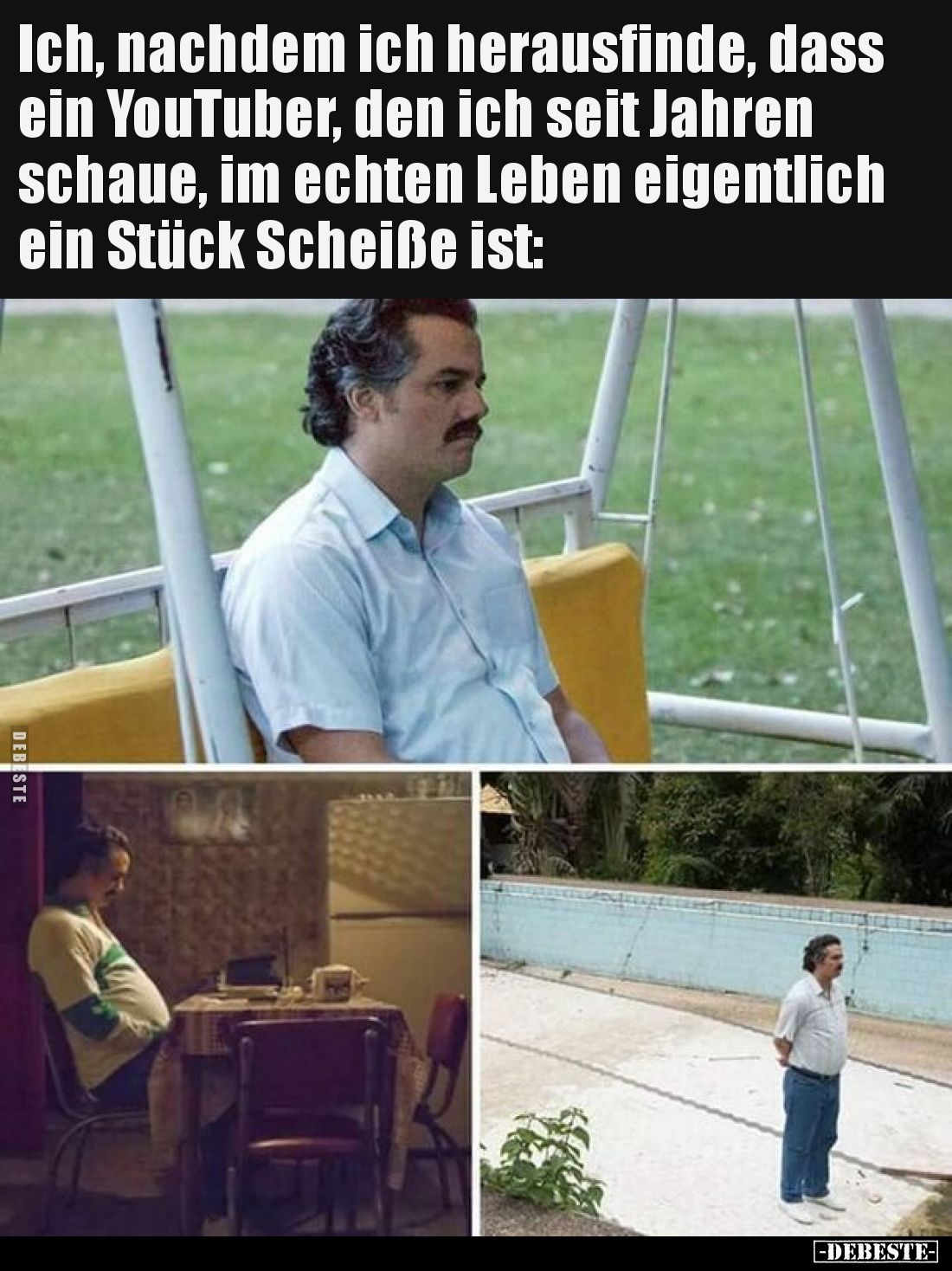 Ich, nachdem ich herausfinde, dass ein YouTuber, den ich seit Jahren schaue, im echten Leben eigentlich ein Stück Scheiße ist...