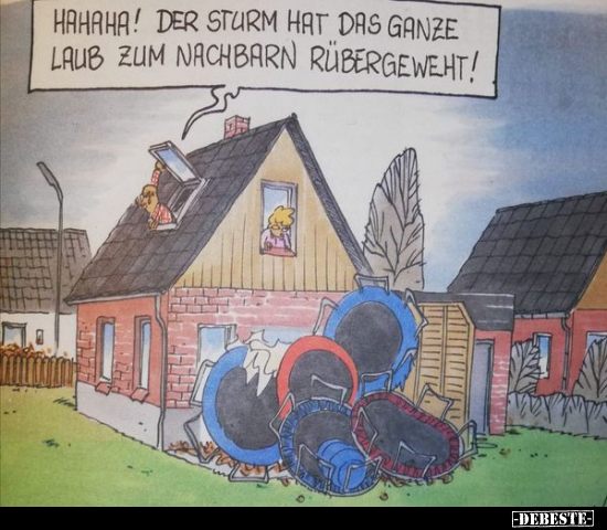Hahaha! Der Sturm hat das ganze Laub zum Nachbarn.. - Lustige Bilder | DEBESTE.de