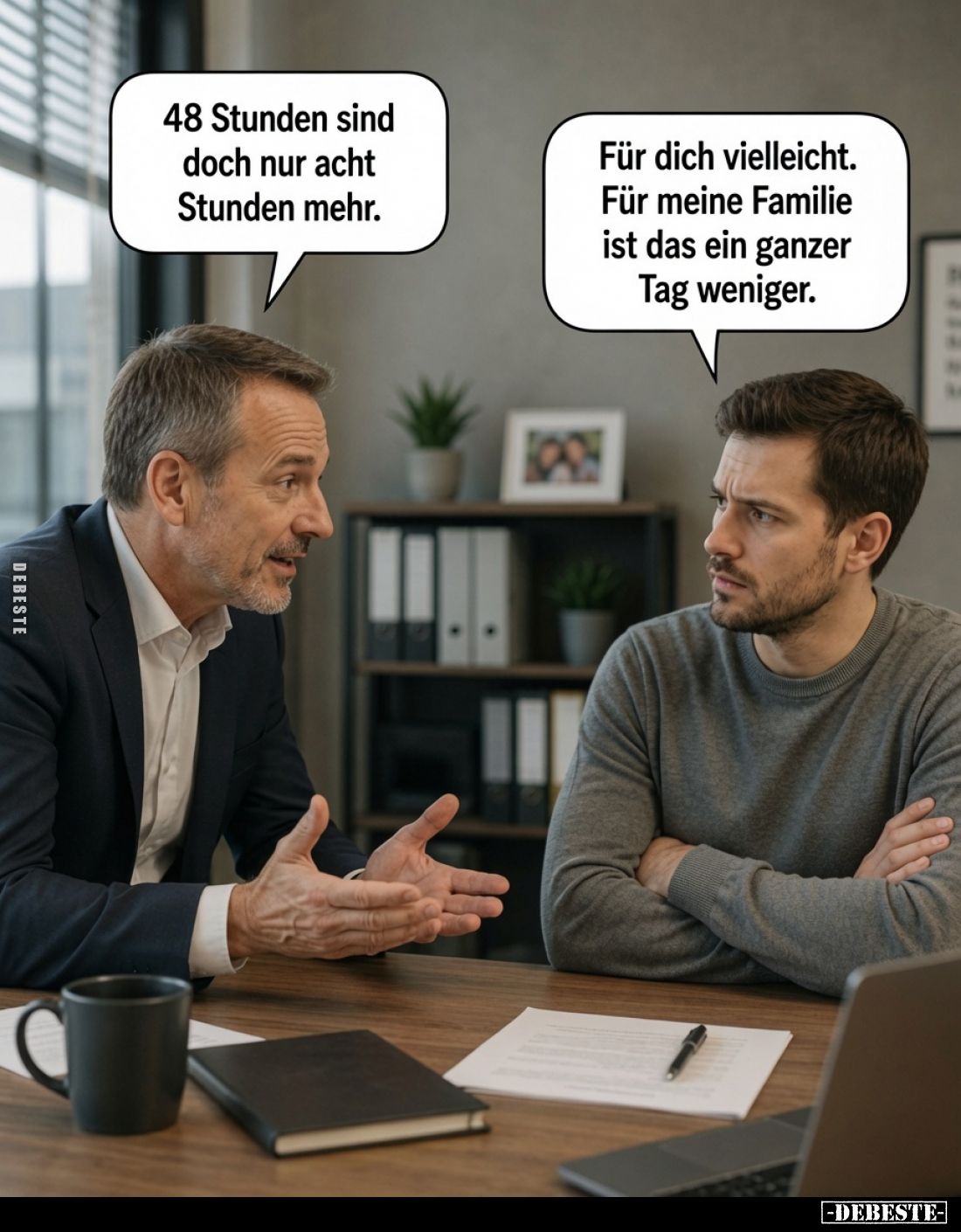 48 Stunden sind doch nur acht Stunden mehr.
Für dich vielleicht.
Für meine Familie ist das ein ganzer Tag weniger.