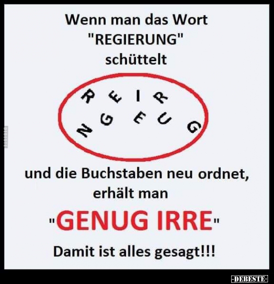 Wenn man das Wort "REGIERUNG" schüttelt..