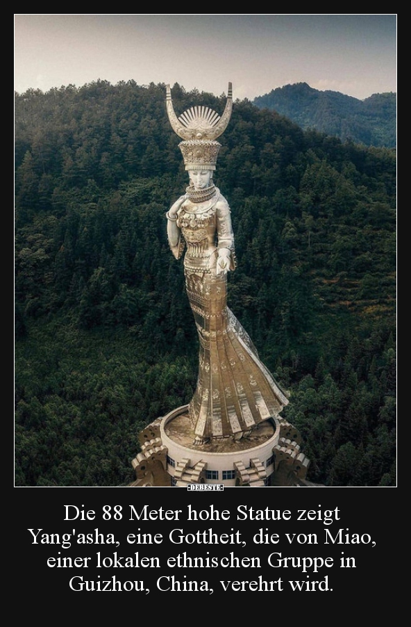 Die 88 Meter hohe Statue zeigt Yang'asha, eine Gottheit..