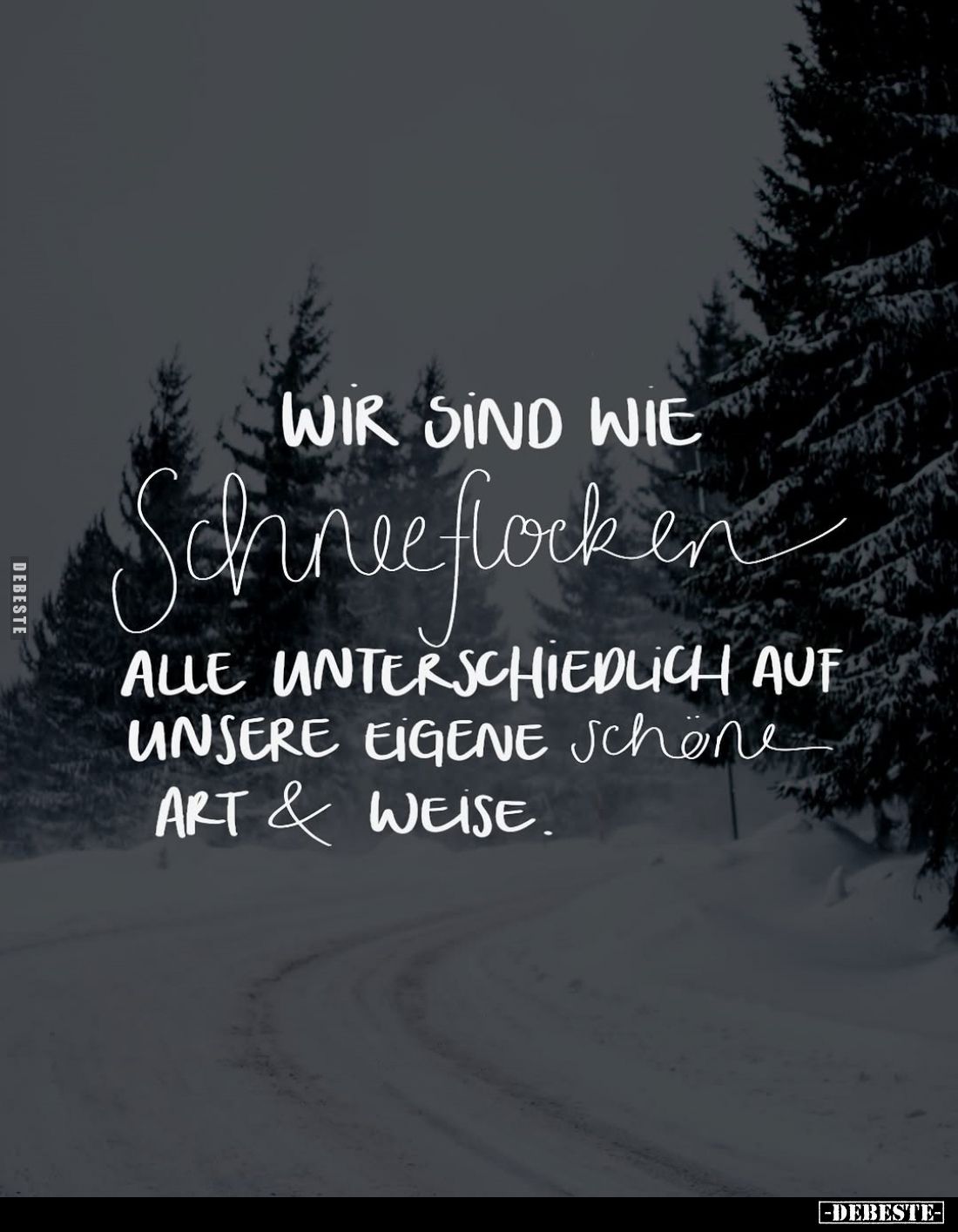 wir sind wie
Schneeflocken
alle unterschiedlich auf unsere eigene schone Art und Weise.