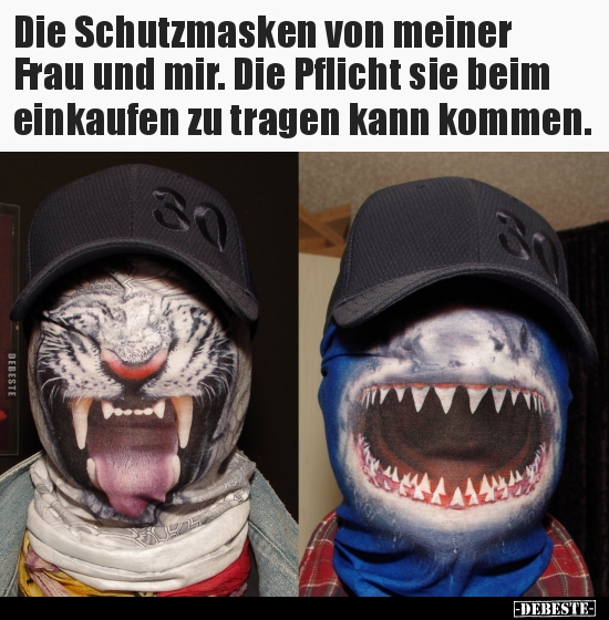 Die Schutzmasken von meiner Frau und mir.. - Lustige Bilder | DEBESTE.de