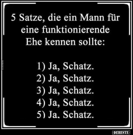 5 Satze, die ein Mann für eine funktionierende Ehe kennen.. - Lustige Bilder | DEBESTE.de