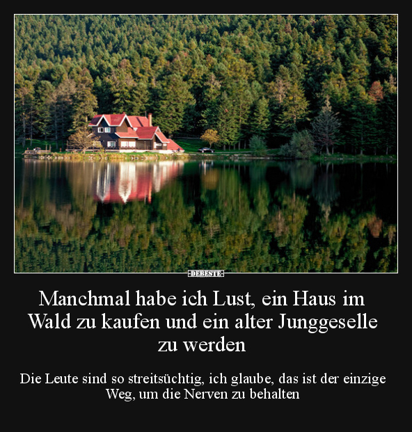 Manchmal habe ich Lust, ein Haus im Wald zu kaufen und ein.. - Lustige Bilder | DEBESTE.de