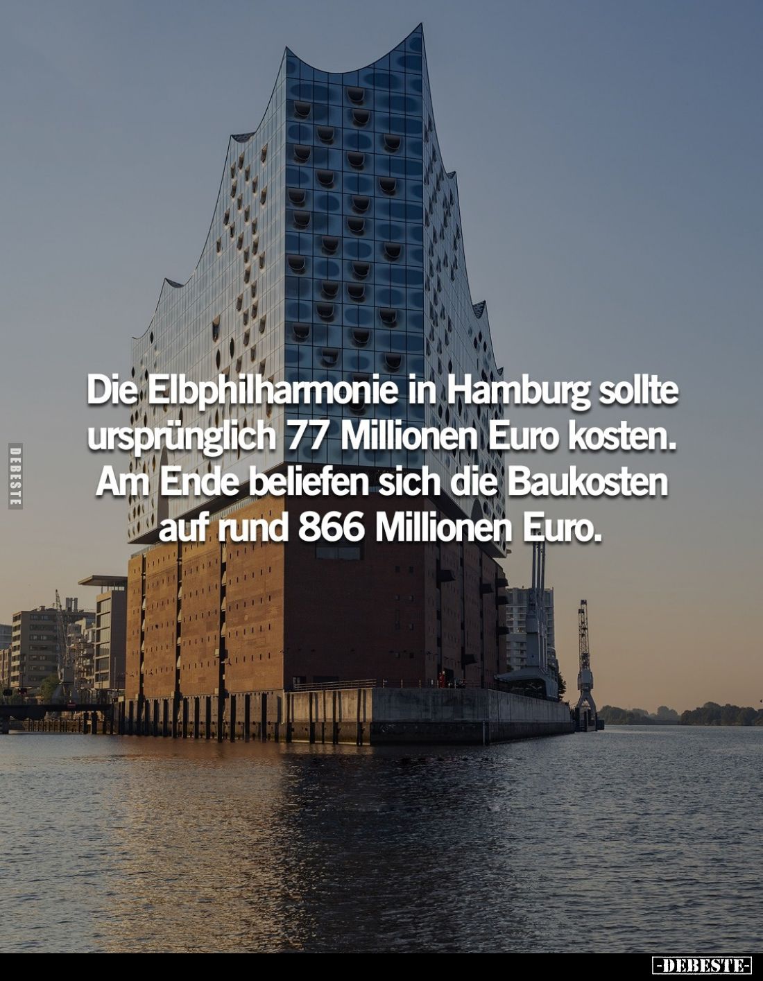 Die Elbphilharmonie in Hamburg sollte ursprünglich 77 Millionen Euro kosten.
Am Ende beliefen sich die Baukosten auf rund 86...