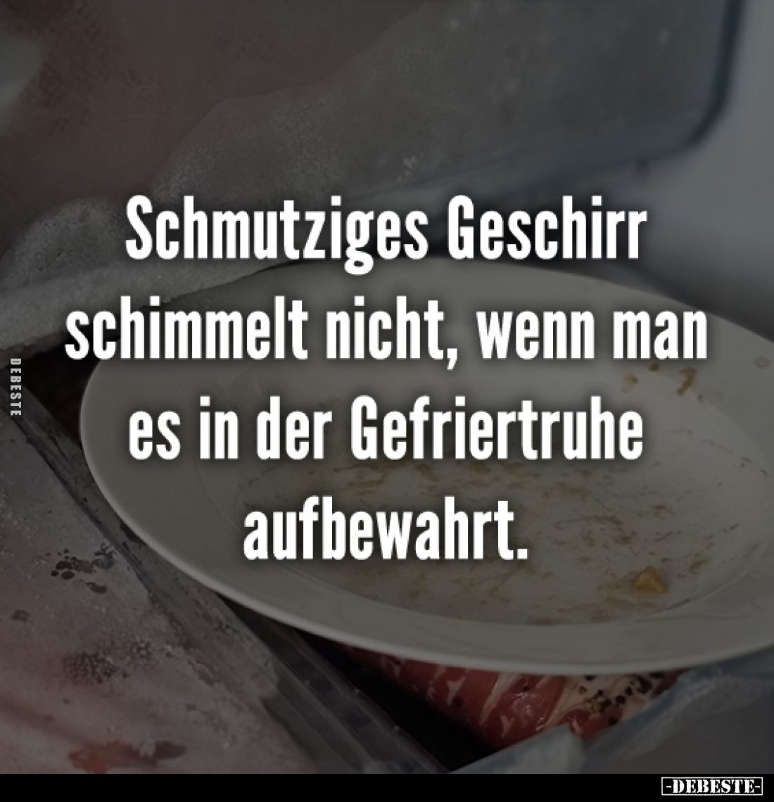 Schmutziges Geschirr schimmelt nicht, wenn man es in der Gefriertruhe aufbewahrt.