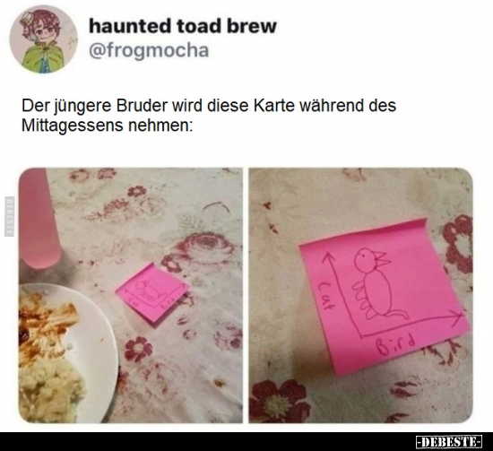 Der jüngere Bruder wird diese Karte während des.. - Lustige Bilder | DEBESTE.de