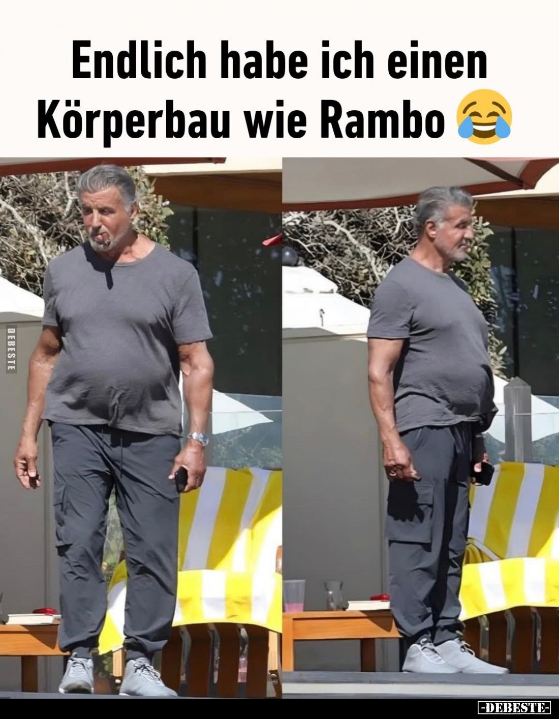 Endlich habe ich einen Körperbau wie Rambo.