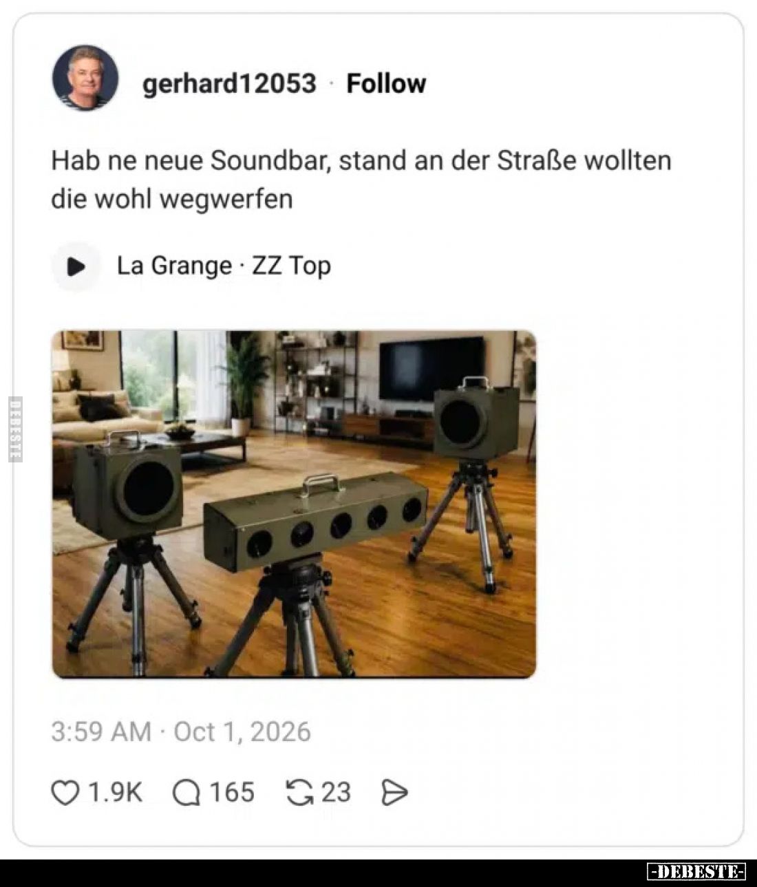 Hab ne neue Soundbar, stand an der Straße wollten die wohl wegwerfen