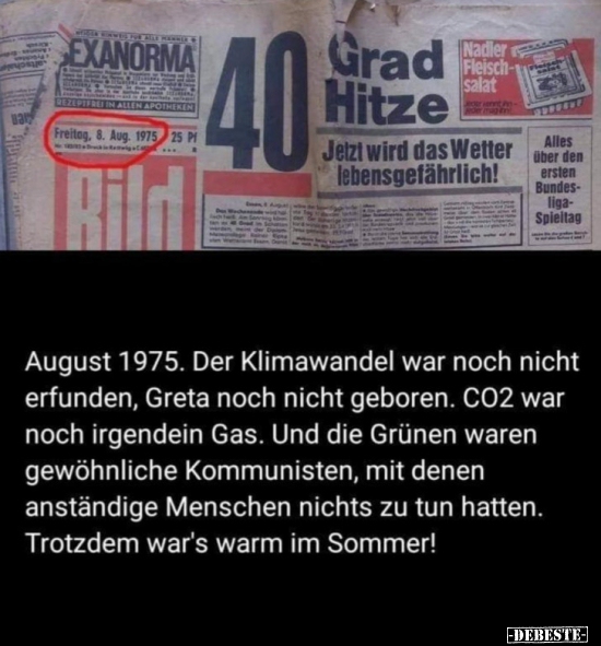 August 1975 Der Klimawandel war noch nicht erfunden.. - Lustige Bilder | DEBESTE.de