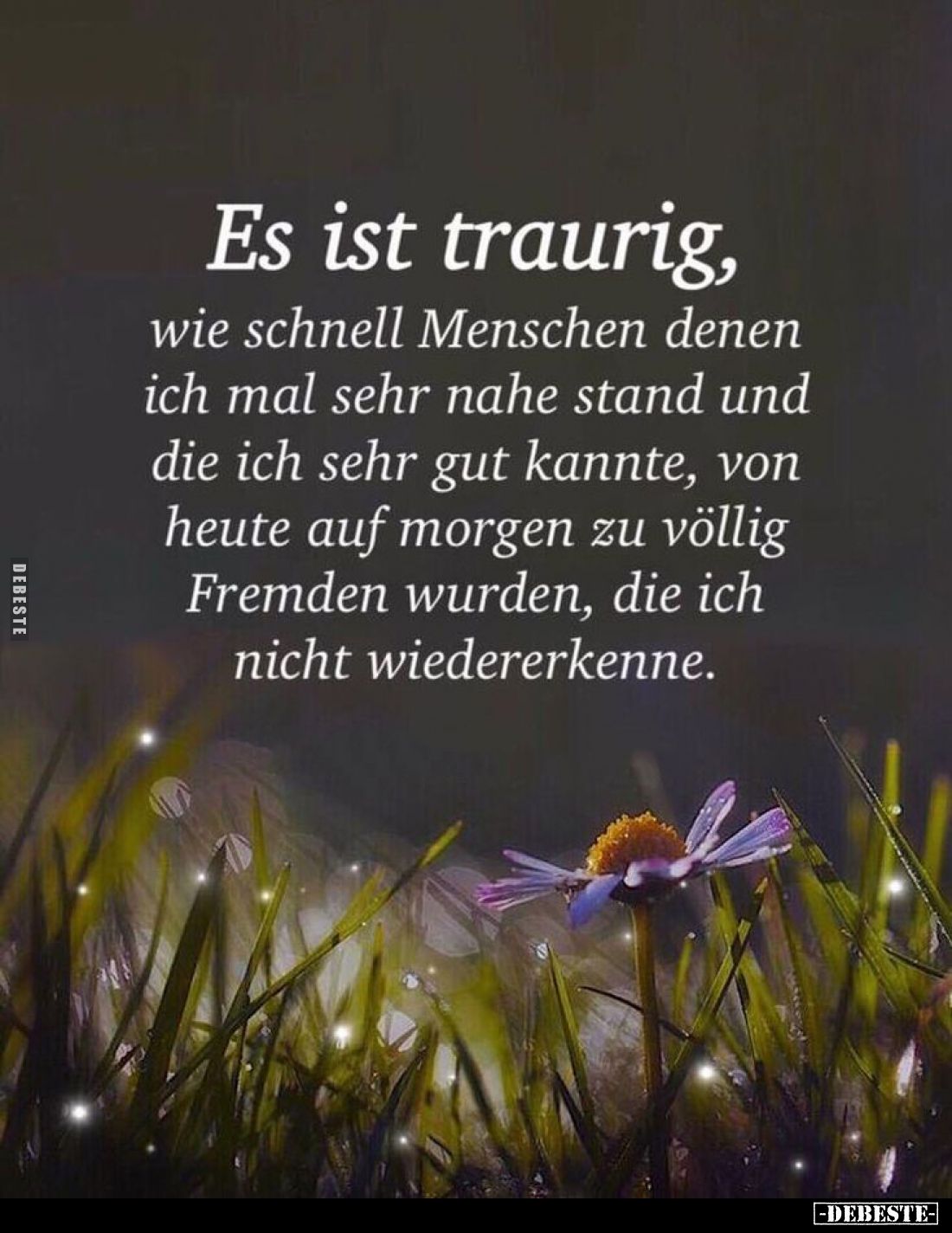 Es ist traurig, wie schnell Menschen denen ich mal sehr nahe stand und die ich sehr gut kannte, von heute auf morgen zu völli...