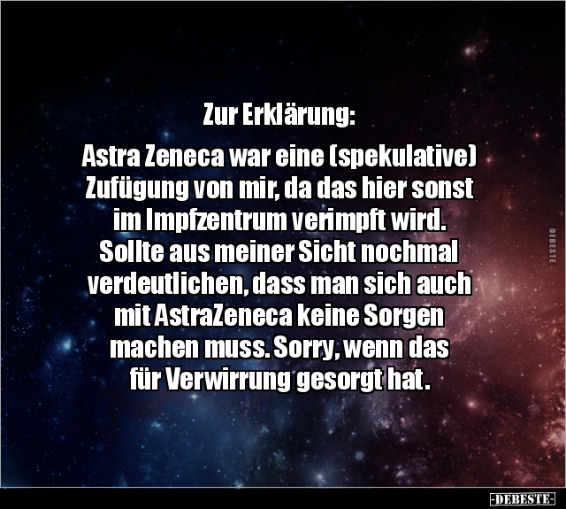 Zur Erklärung: Astra Zeneca war eine (spekulative).. - Lustige Bilder | DEBESTE.de