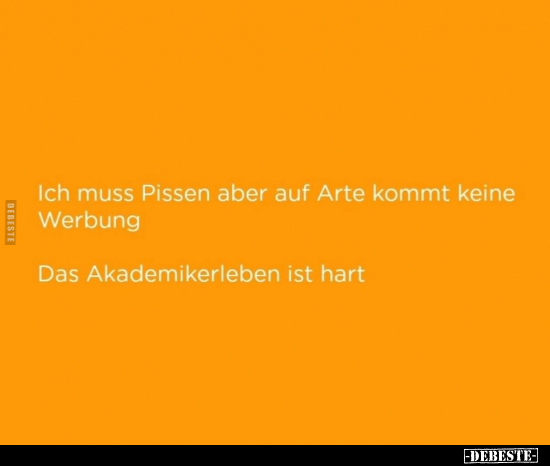 Ich muss Pissen aber auf Arte kommt keine Werbung.. - Lustige Bilder | DEBESTE.de