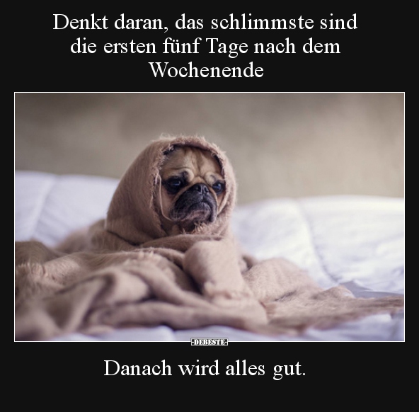 Denkt daran, das schlimmste sind die ersten fünf Tage nach..
