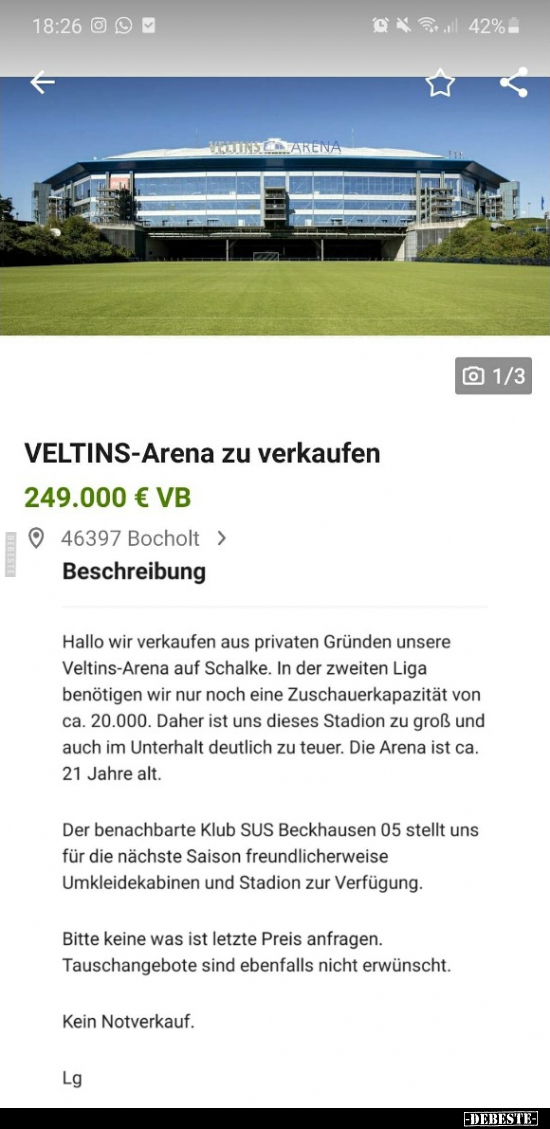 VELTINS-Arena zu verkaufen.. - Lustige Bilder | DEBESTE.de