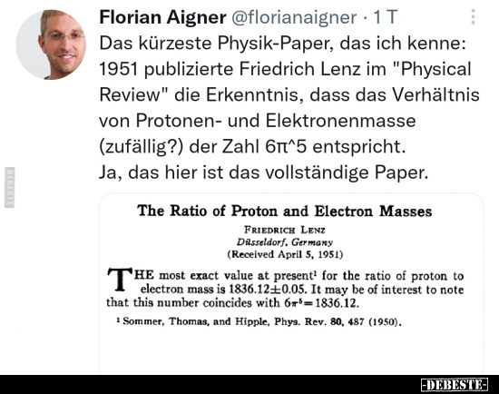 Das kürzeste Physik-Paper, das ich kenne: 1951 publizierte.. - Lustige Bilder | DEBESTE.de