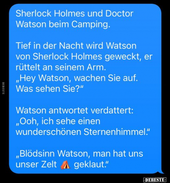 Sherlock Holmes und Doctor Watson beim Camping.. - Lustige Bilder | DEBESTE.de