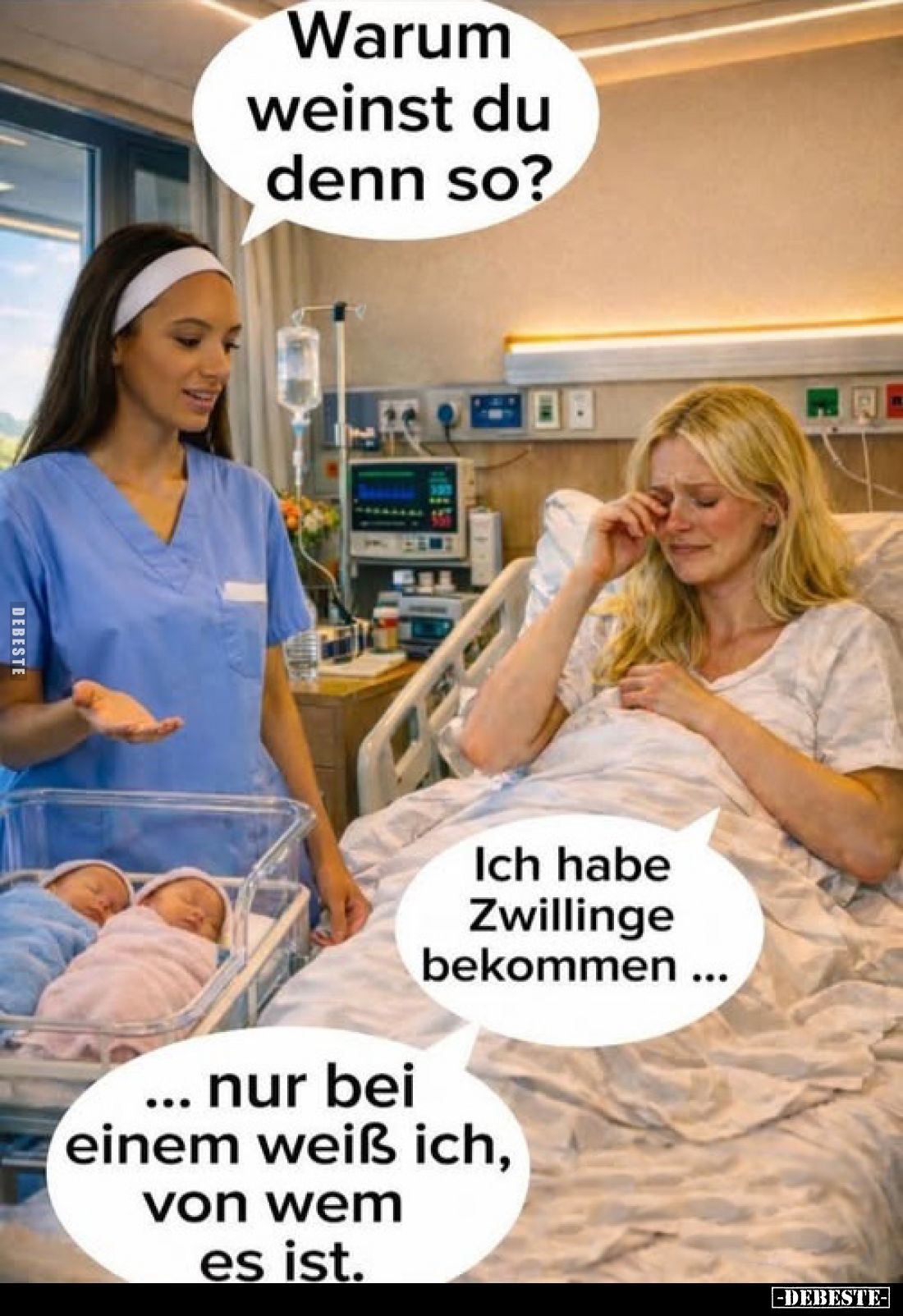 Warum weinst du denn so? Ich habe Zwillinge bekommen.. - Lustige Bilder | DEBESTE.de