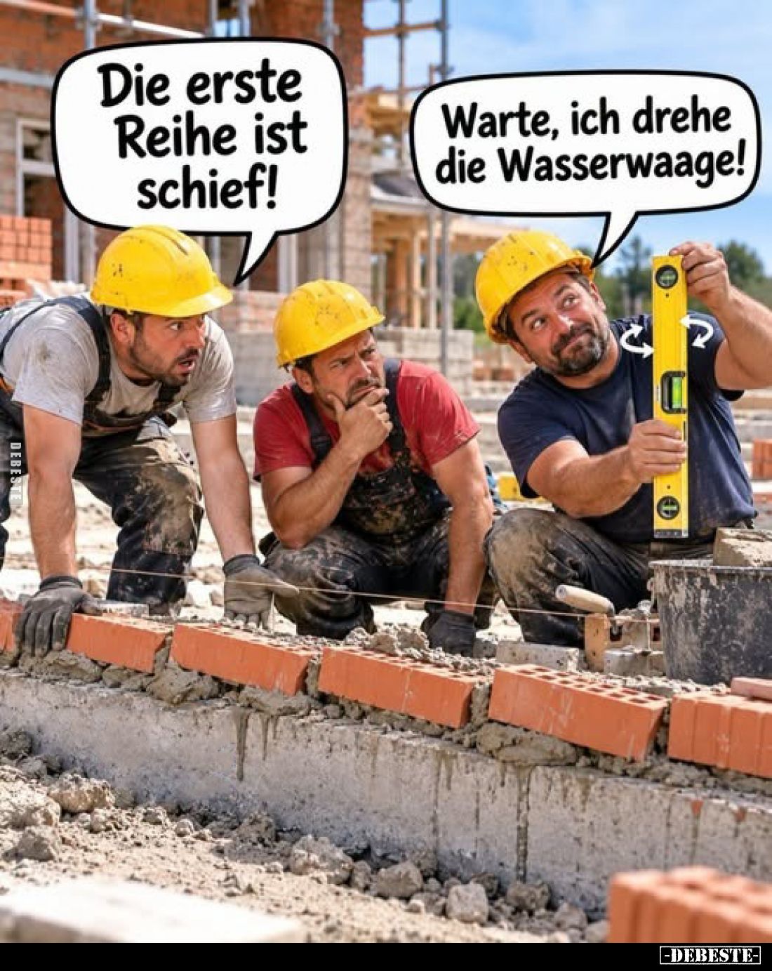 Die erste Reihe ist schief!
-
Warte, ich drehe die Wasserwaage!