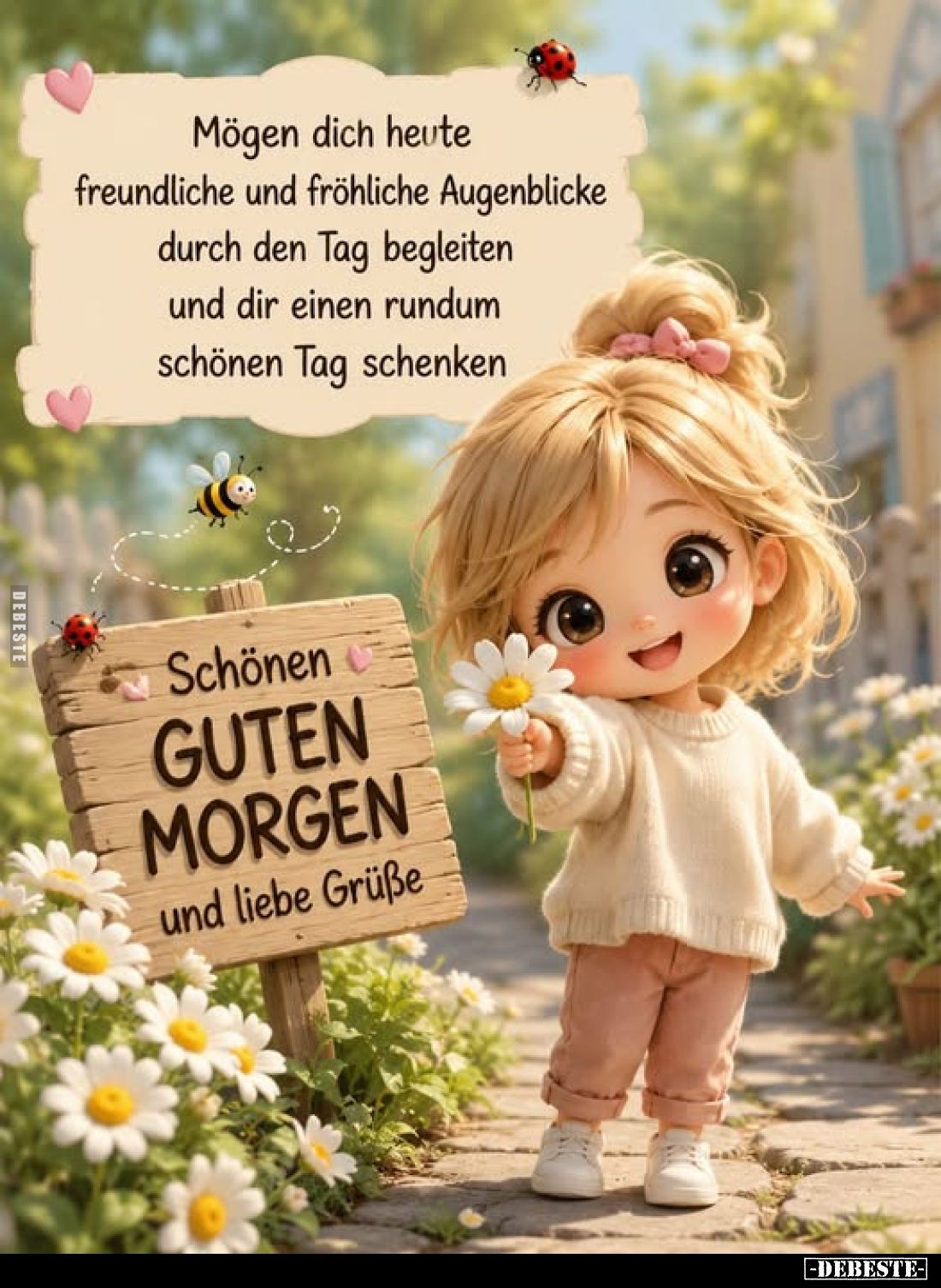 Mögen dich heute freundliche und fröhliche Augenblicke durch den Tag begleiten und dir einen rundum schönen Tag schenken.
Sc...