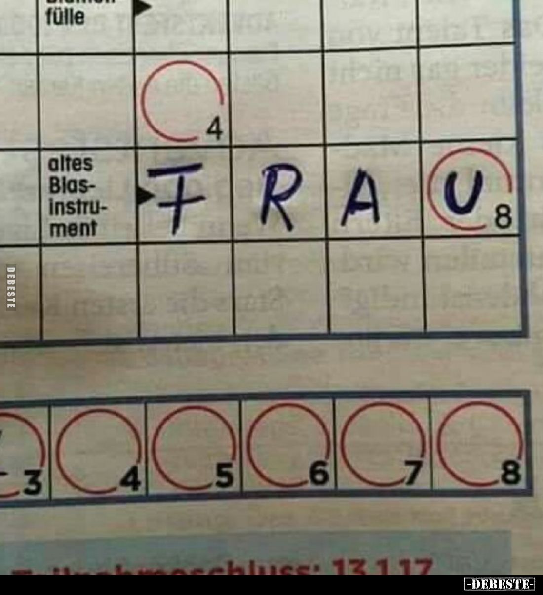 Altes Blasinstrument: Frau.