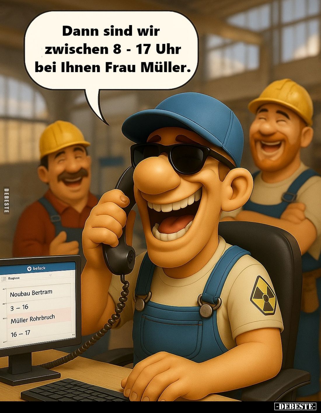 Dann sind wir zwischen 8 - 17 Uhr bei Ihnen Frau Müller.