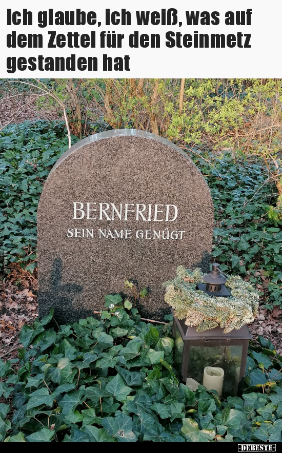 Ich glaube, ich weiß, was auf dem Zettel für den Steinmetz.. - Lustige Bilder | DEBESTE.de