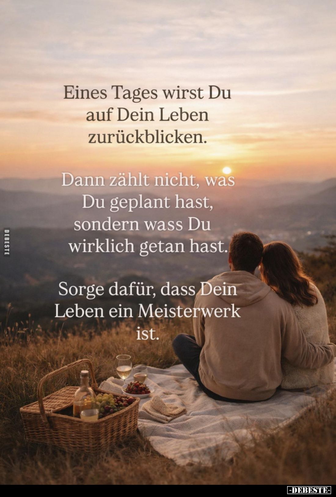 Eines Tages wirst Du auf Dein Leben zurückblicken.
Dann zählt nicht, was Du geplant hast, sondern was Du wirklich getan hast...