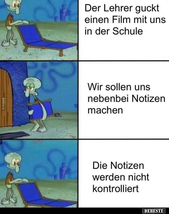 Der Lehrer guckt einen Film mit uns in der Schule..