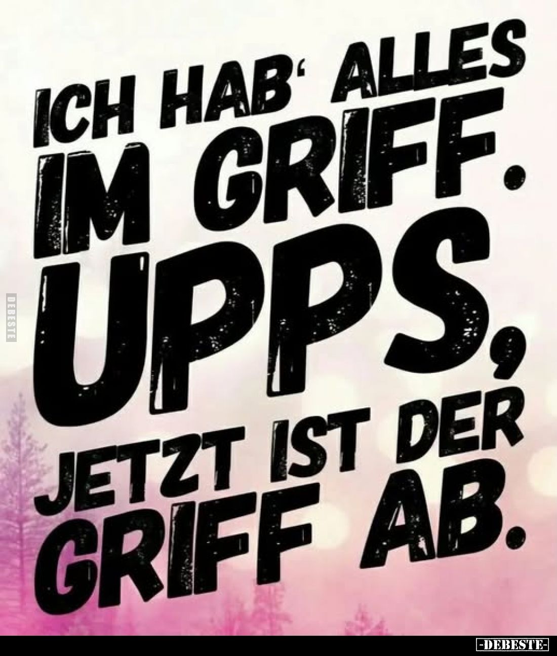 Ich hab' alles im Griff.
Upps, jetzt ist der Griff ab.