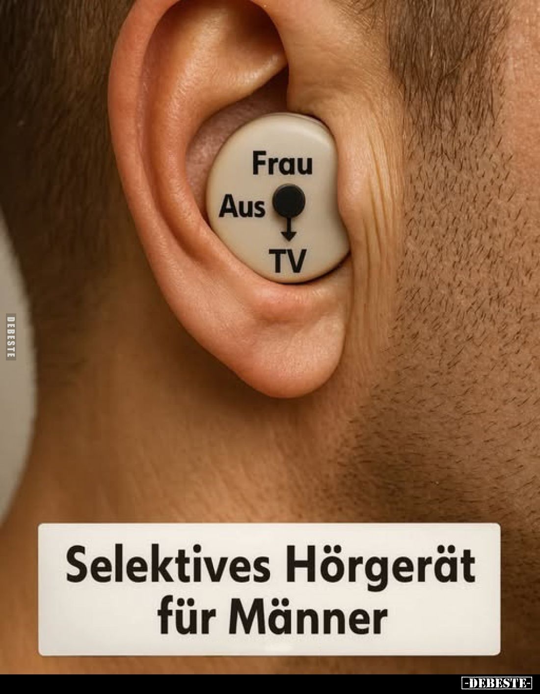 Frau,
Aus,
TV:
Selektives Hörgerät für Männer