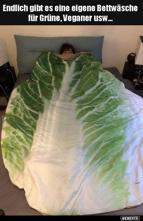 Endlich gibt es eine eigene Bettwäsche für Grüne, Veganer.. - Lustige Bilder | DEBESTE.de