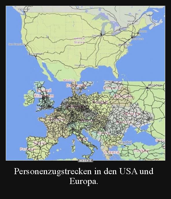 Personenzugstrecken in den USA und Europa... - Lustige Bilder | DEBESTE.de