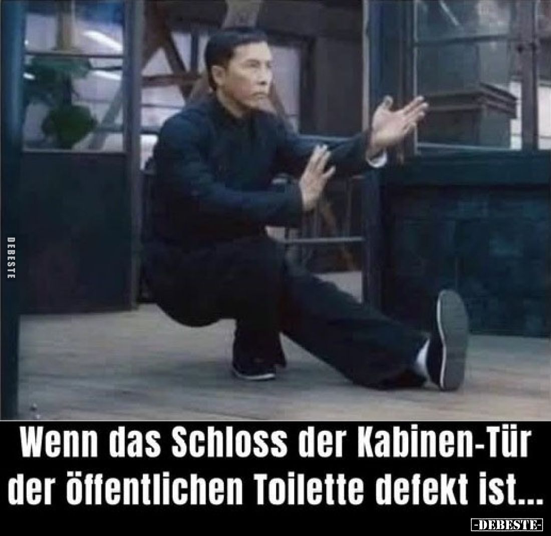 Wenn das Schloss der Kabinen-Tür der öffentlichen Toilette defekt ist...