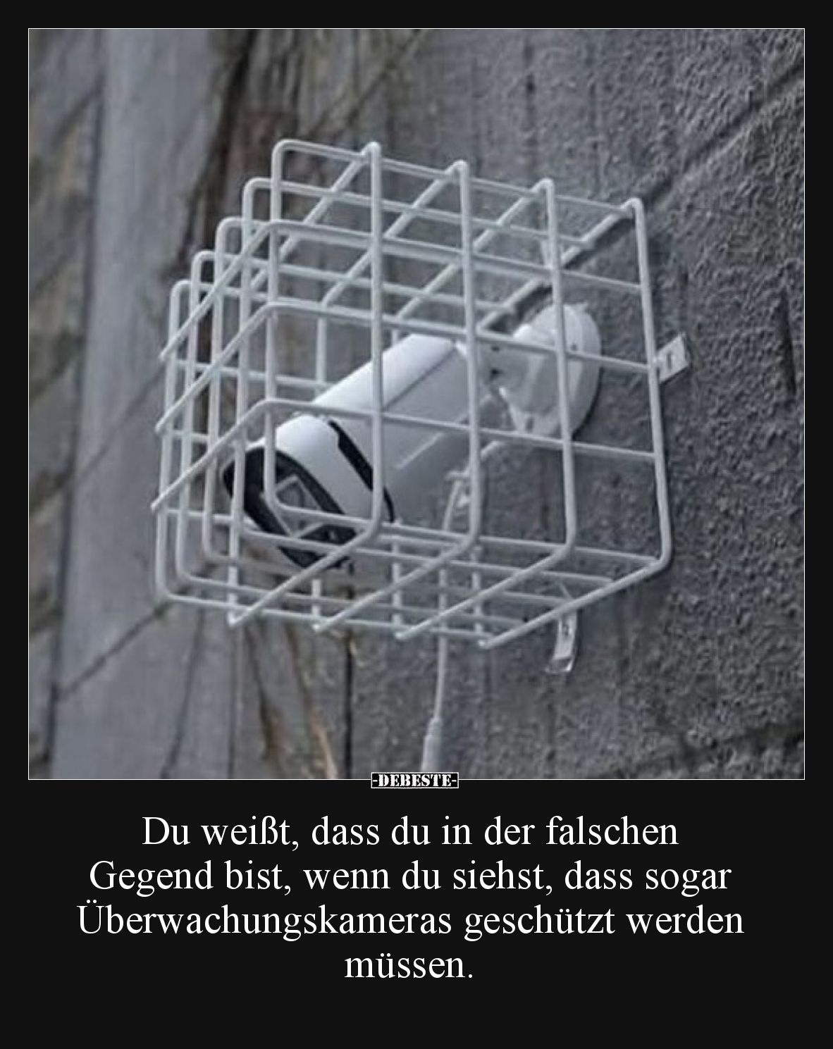 Du weißt, dass du in der falschen Gegend bist, wenn du siehst, dass sogar Überwachungskameras geschützt werden müssen.