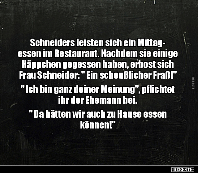 Schneiders leisten sich ein Mittagessen im Restaurant... - Lustige Bilder | DEBESTE.de